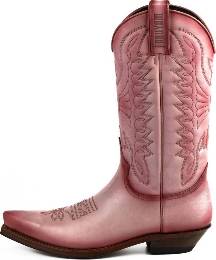 Mayura Boots 1920 Roze Spitse Cowboy Western Line Dance Dames Heren Laarzen Schuine Hak Echt Leer