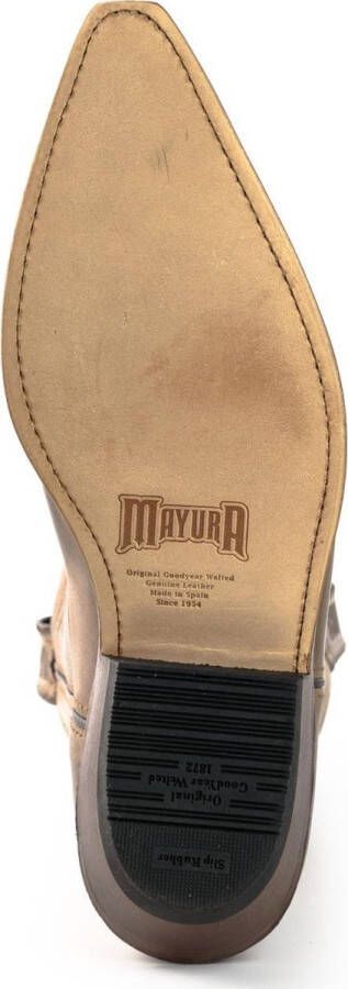 Mayura Boots 20 Kastanjebruin Unisex Cow Western Laarzen Spitse Neus Schuine Hak Sierstikel Wreef Waxed Leer