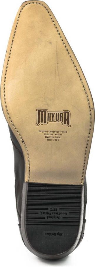 Mayura Boots 21 Bruin Spitse Western Enkellaars Heren Rechte Hak Elastiek Echt leer