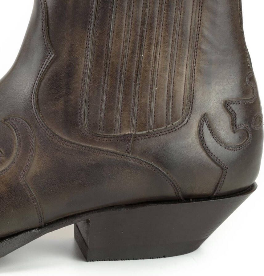 Mayura Boots Austin 1931 Donker Bruin Spitse Western Heren Dames Enkellaars Schuine Hak Elastiek Sluiting Vintage Look