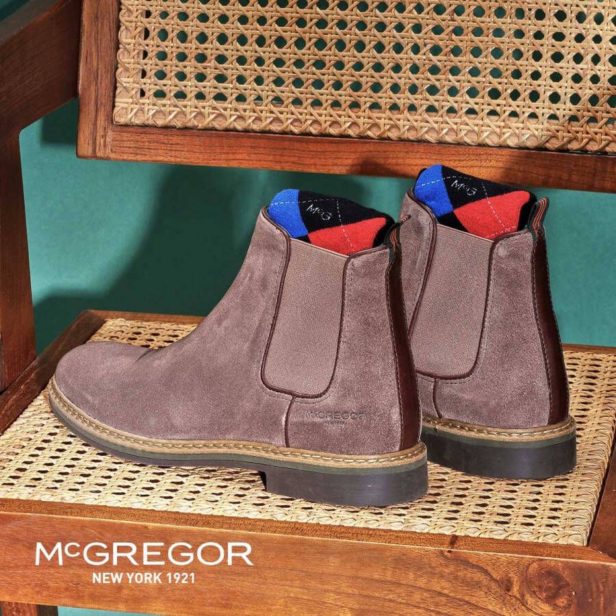 McGregor Heren Boots Taupe Chelsea Boots Suède Elastiek