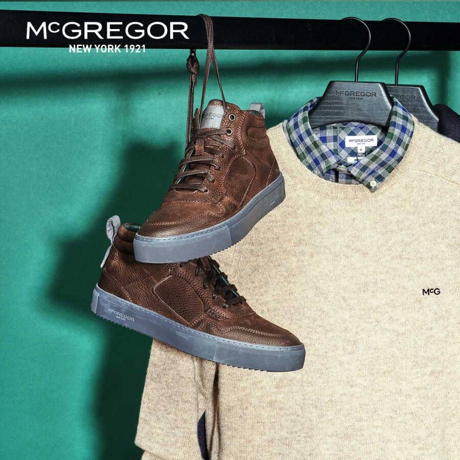 McGregor Heren Sneakers Bruin Hoge Sneakers Leer Veters