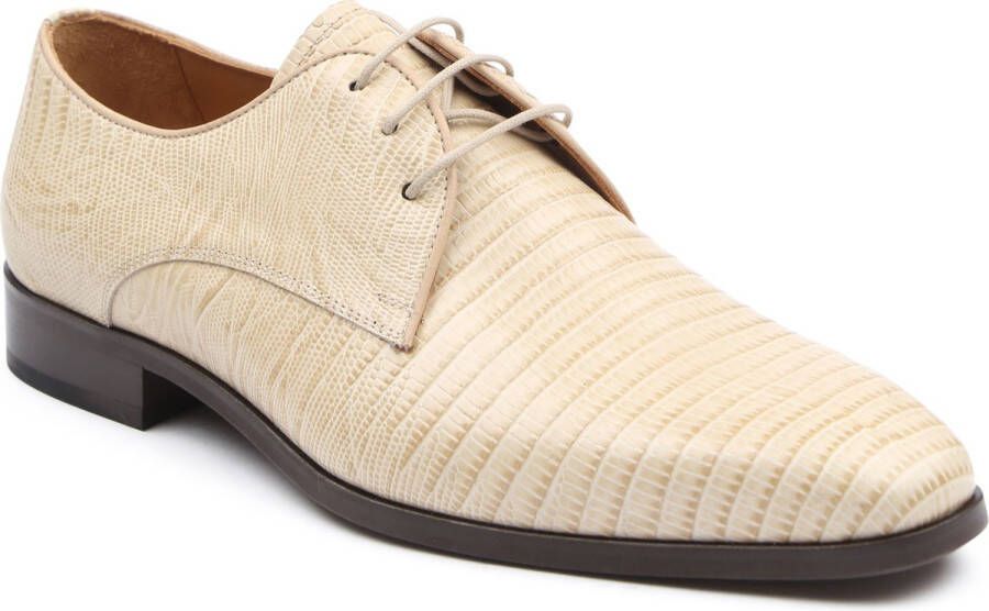 Melik Schoen Derby Alberca Lizard Beige Heren Nette schoenen