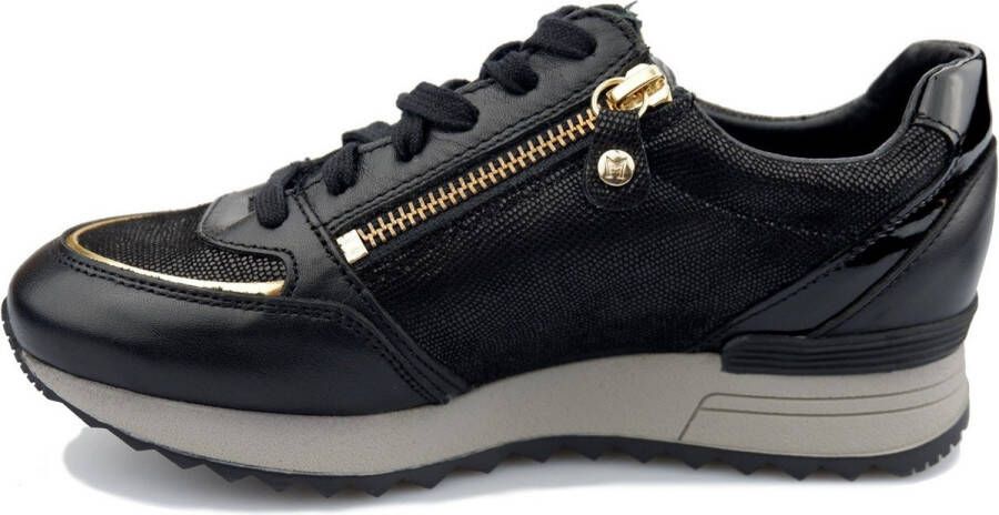 Mephisto Zwarte Material Mix Sneaker voor vrouwen Black Dames