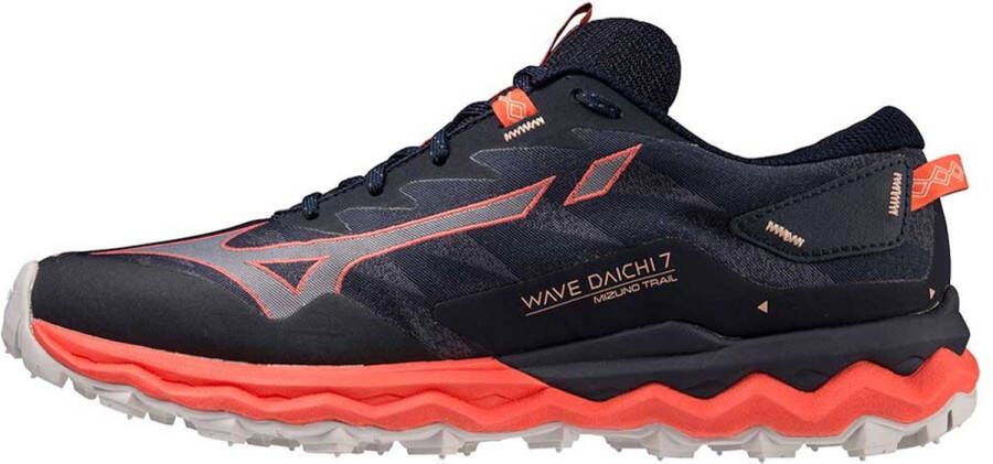 Mizuno Wave Daichi 7 Trailrunningschoenen Dames Night Sky Quicksilver Coral