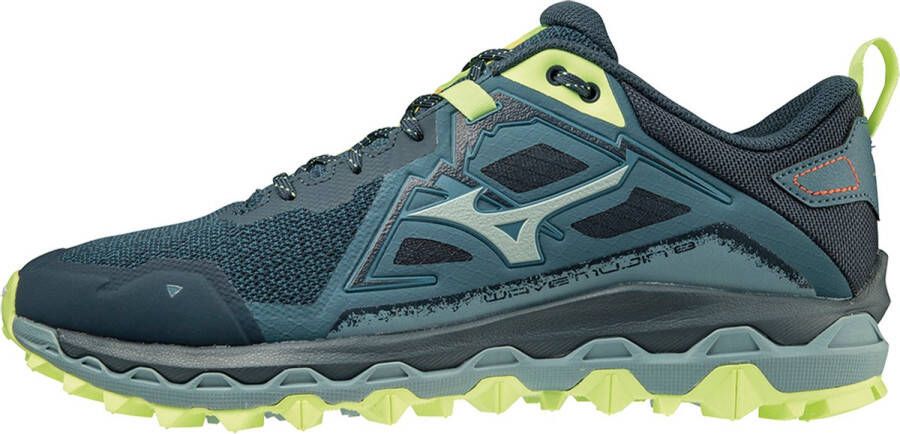 Mizuno Wave Mujin 8 Trailrunningschoenen Heren Tapestry Misty Blue Neo Lime - Foto 9