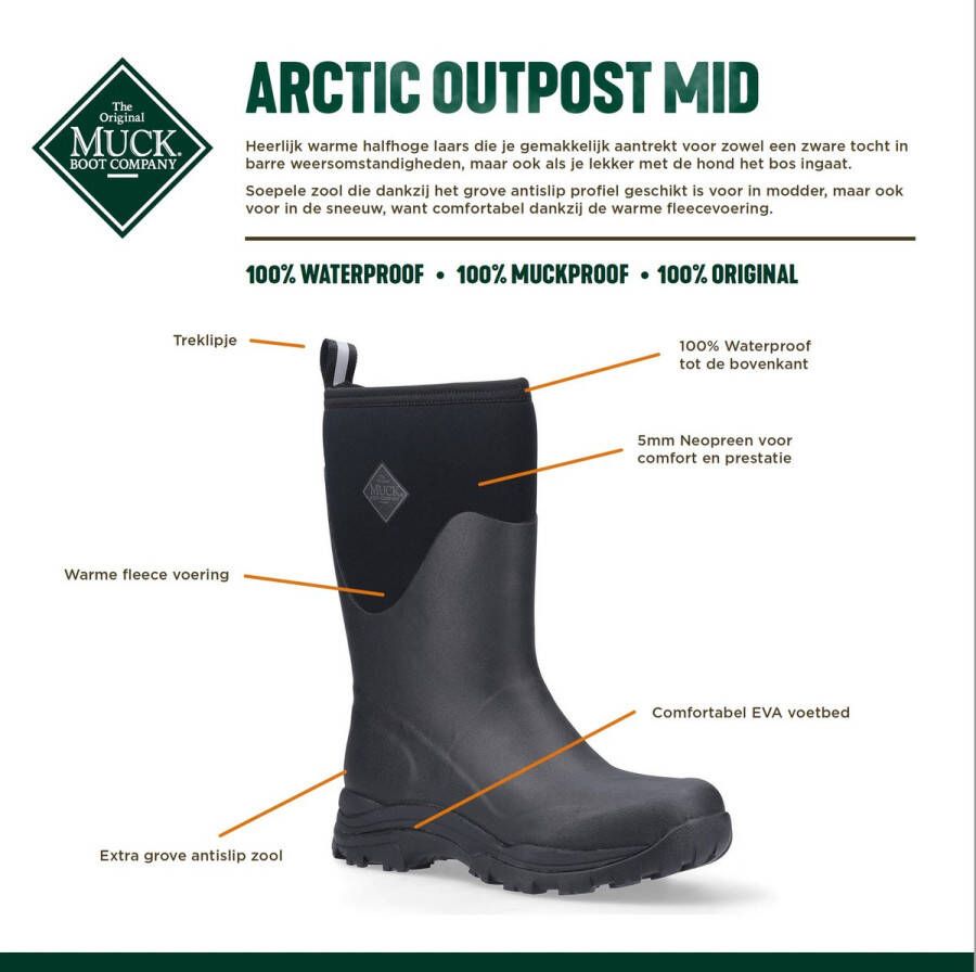 Muck Boots Muck Boot Arctic Outpost Mid Black Outdoorlaarzen