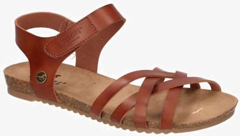 Mustang Sandalen Plat Sandalen Plat cognac