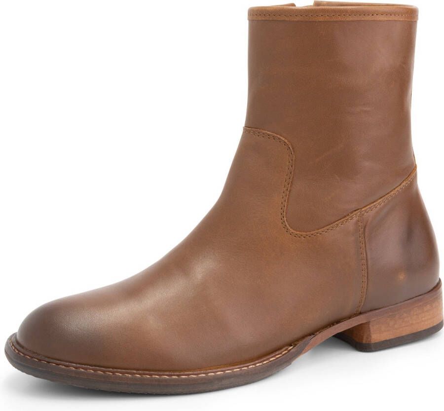 Mysa Susana Dames Leren Enkellaarzen Nette schoenen vrouwen Cognac Bruin Leer