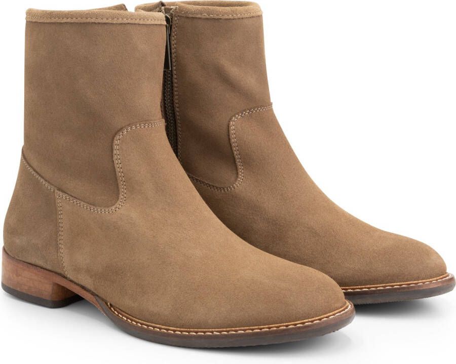 Mysa Susana Suede Dames Leren Enkellaarzen Nette schoenen vrouwen Taupe Suede Leer