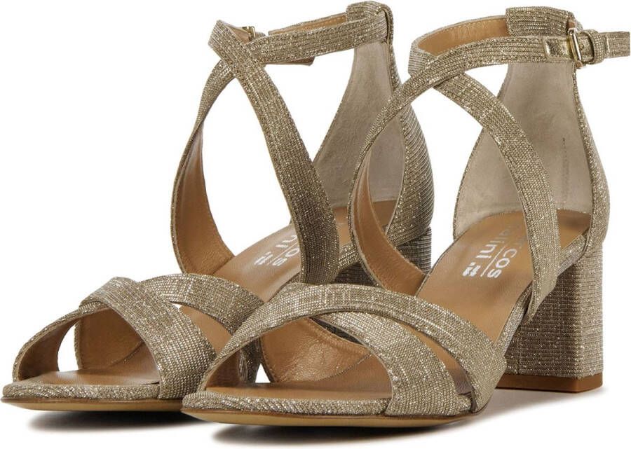 Nalini Sandalen Dames Damesschoenen Leer Blokhak hoogte 23E094 Goud