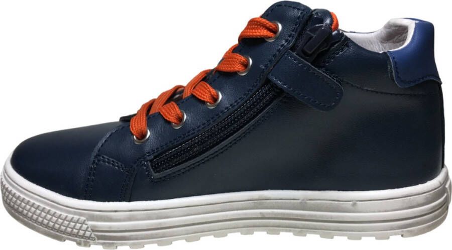 Naturino -Snip High veter rits hoge lederen sneakers navy orange