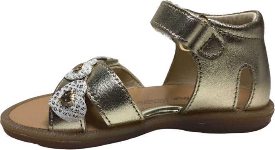 Naturino velcro's 3 hartjes lederen sandalen Meryl Goud