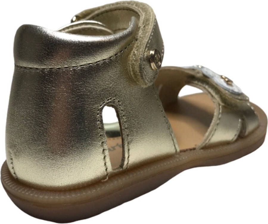 Naturino velcro's 3 hartjes lederen sandalen Meryl Goud