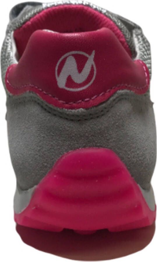 Naturino velcro's lederen sportieve sneakers Sammy grijs fuxia