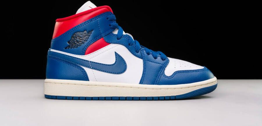 Nike Air Jordan 1 Mid 'French Blue' (Women's) BQ6472-146 blauw wit rood- sneakers hoog - Foto 5