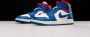 Nike Air Jordan 1 Mid 'French Blue' (Women's) BQ6472-146 blauw wit rood- sneakers hoog - Thumbnail 6