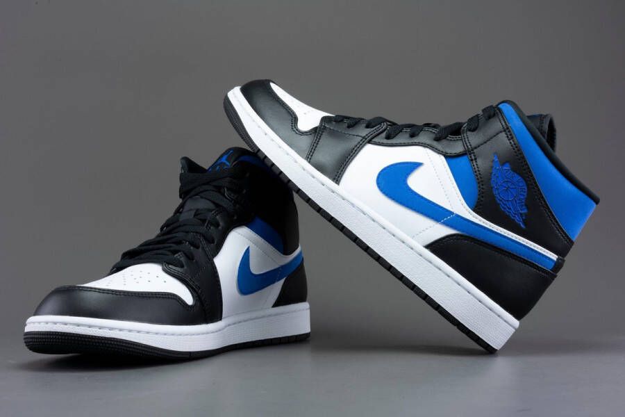 Nike Air Jordan 1 Mid White Black Racer Blue 554724-140 Wit;Zwart;Blauw Schoenen