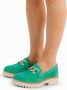 No Stress Dames Groene suède loafers met goudkleurige chain - Thumbnail 5