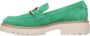 No Stress Dames Groene suède loafers met goudkleurige chain - Thumbnail 7