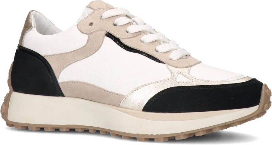 No Stress Dames Zwarte leren sneakers met suède details