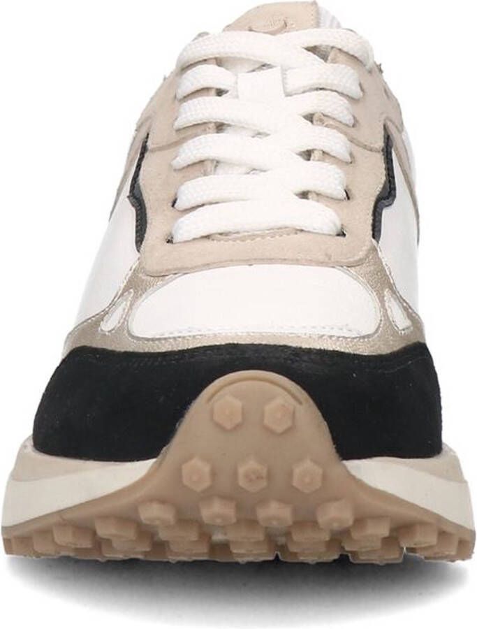 No Stress Dames Zwarte leren sneakers met suède details