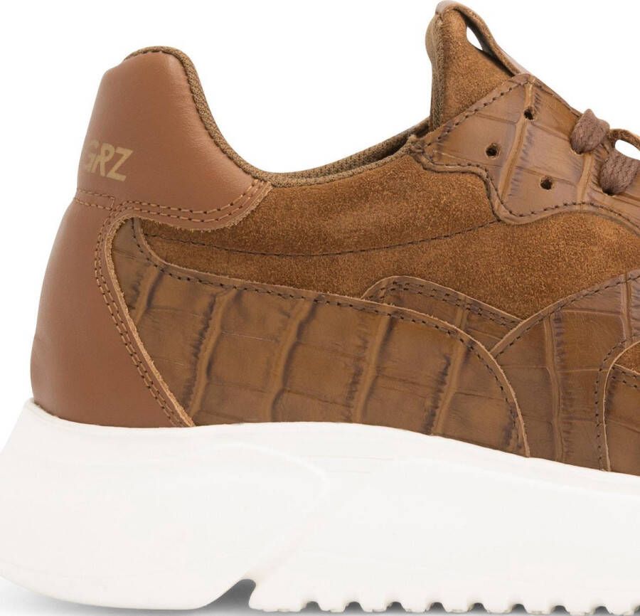 NoGRZ Correa Leren damessneakers Cognac Bruin Leer