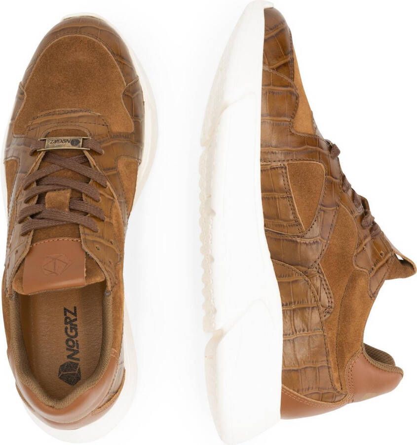 NoGRZ Correa Leren damessneakers Cognac Bruin Leer