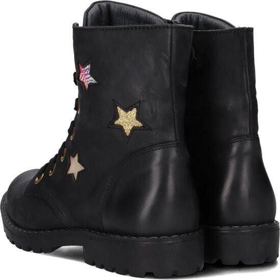 Omoda Yara Veterboots Laarzen Met Veters Meisjes Kids Zwart