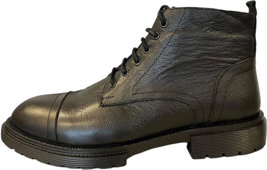 Online Express Nette Veterschoenen- Enkellaars- Heren laarzen- Mannen Stoere Bikerboots 1043- Leather- Zwart - Foto 3