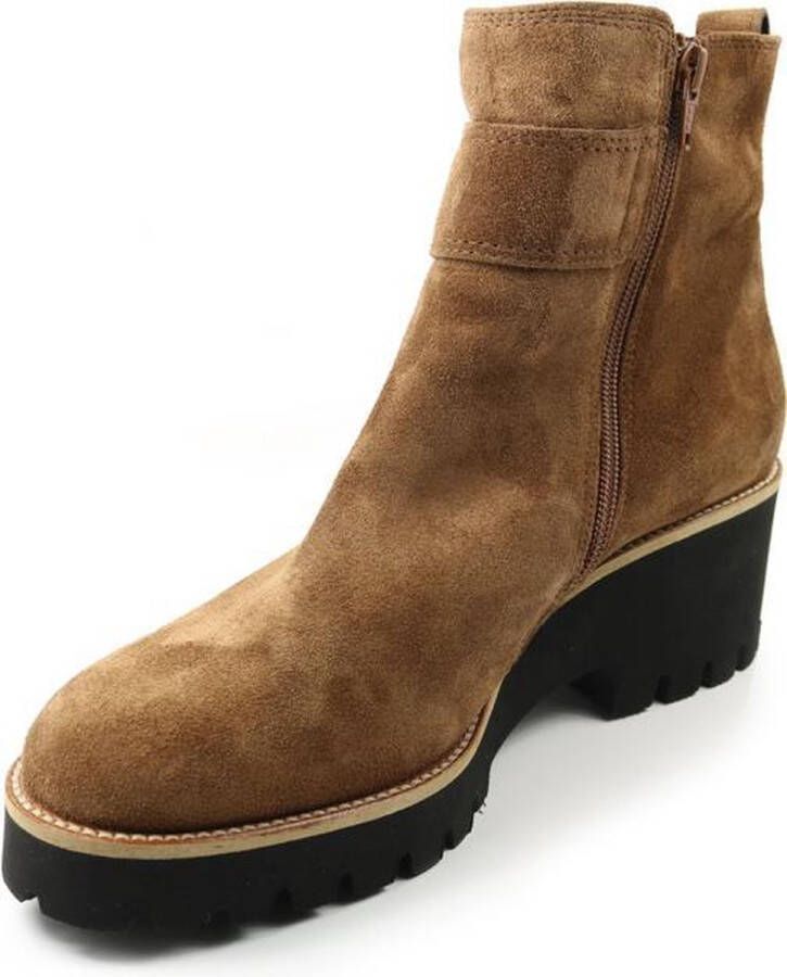 Paul Green 9763 Enkellaarsjes Enkelboots met rits Dames Cognac