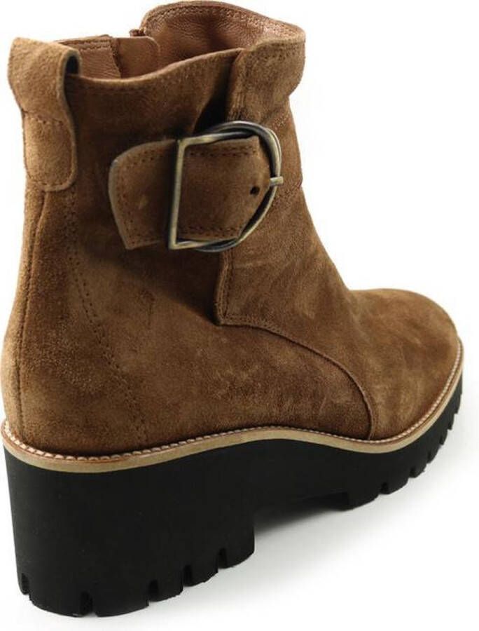 Paul Green 9763 Enkellaarsjes Enkelboots met rits Dames Cognac