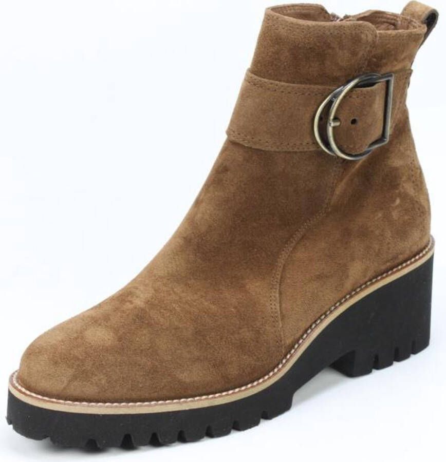 Paul Green 9763 Enkellaarsjes Enkelboots met rits Dames Cognac