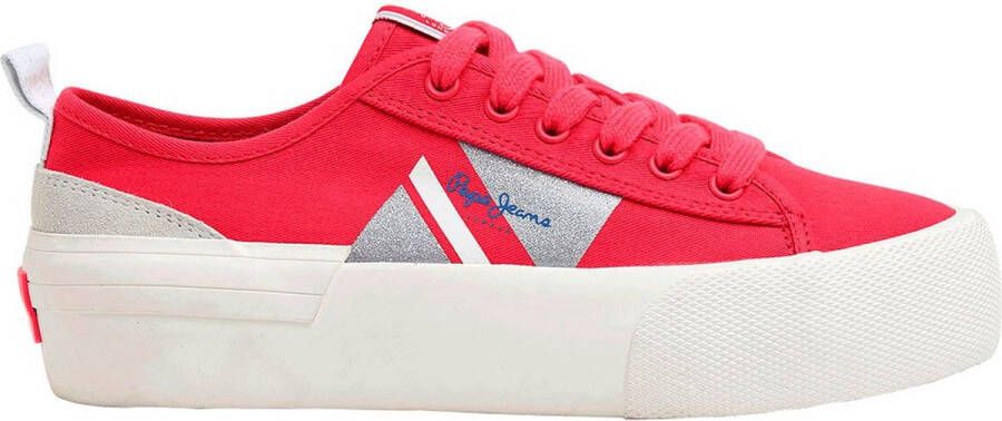 Pepe Jeans Allen Flag Color Lage Sneakers Rood Vrouw