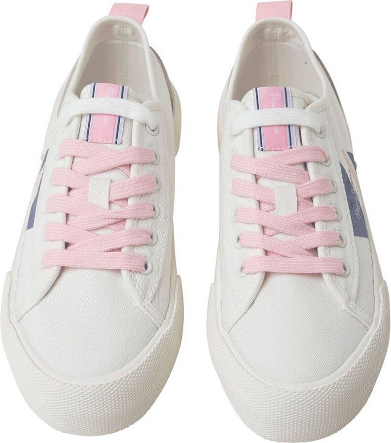 Pepe Jeans Allen Flag Color Lage Sneakers Wit Vrouw