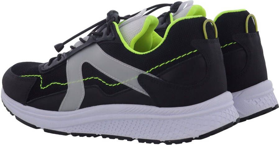 Piedro Sport Bram Sneakers Zwart Wit Geel Vetersluiting