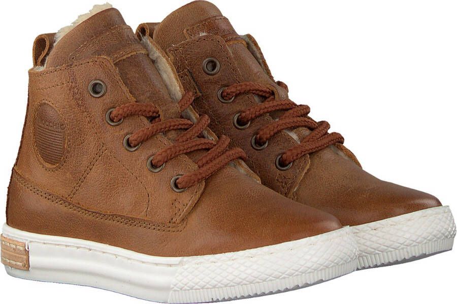 Pinocchio P2851 Hoge sneakers Leren Sneaker Jongens Cognac