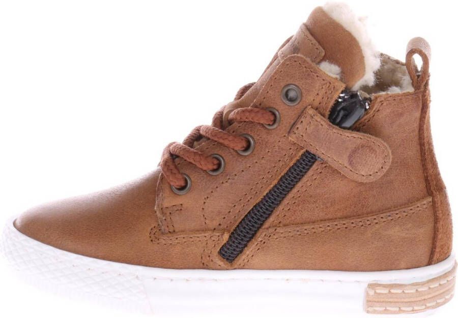 Pinocchio P2851 Hoge sneakers Leren Sneaker Jongens Cognac