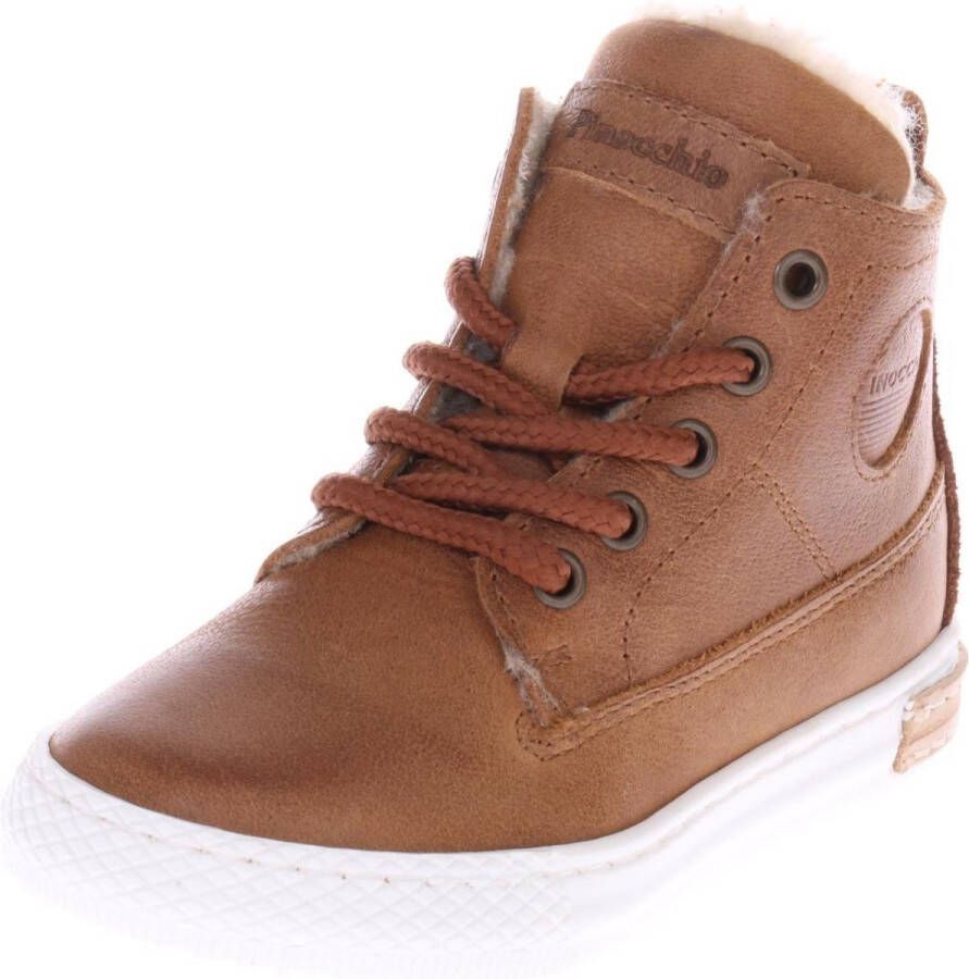 Pinocchio P2851 Hoge sneakers Leren Sneaker Jongens Cognac