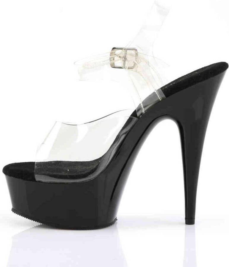 Pleaser DELIGHT-608 Sandaal met enkelband 37 Shoes Zwart Transparant