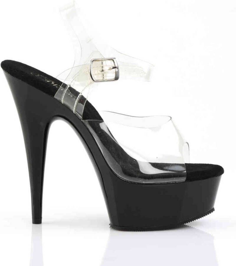 pleaser DELIGHT-608 Sandaal met enkelband 41 Shoes Zwart Transparant