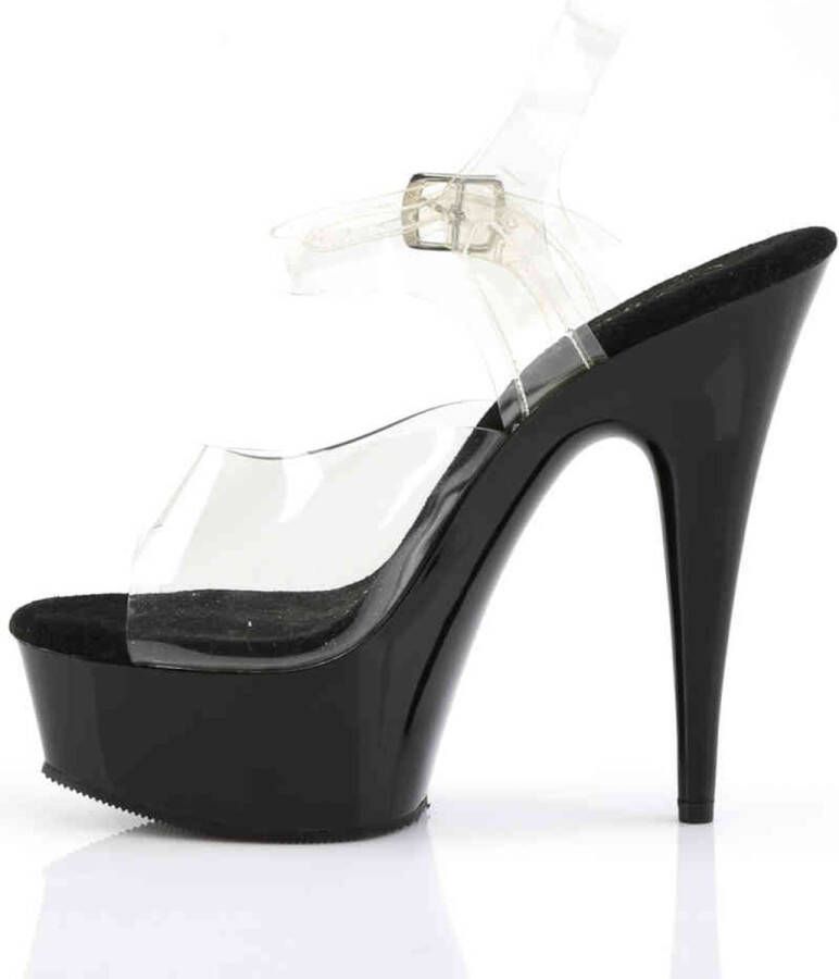 pleaser DELIGHT-608 Sandaal met enkelband 41 Shoes Zwart Transparant