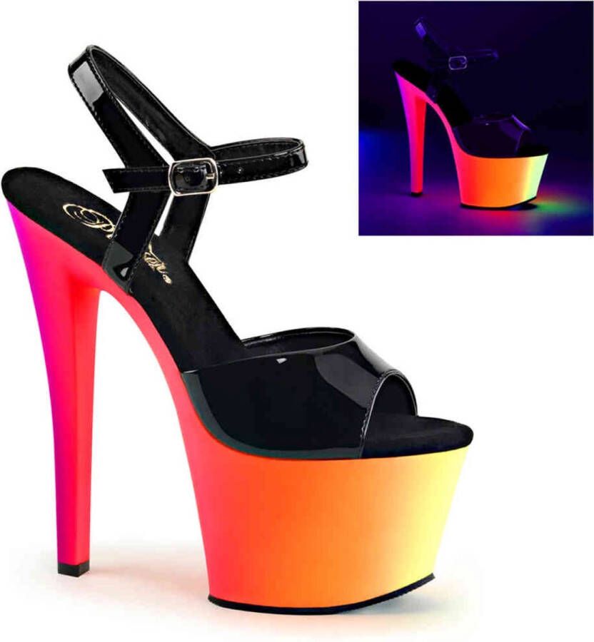 pleaser RAINBOW-309UV Sandaal met enkelband Paaldans schoenen Paaldans schoenen 37 Shoes Zwart Multicolours