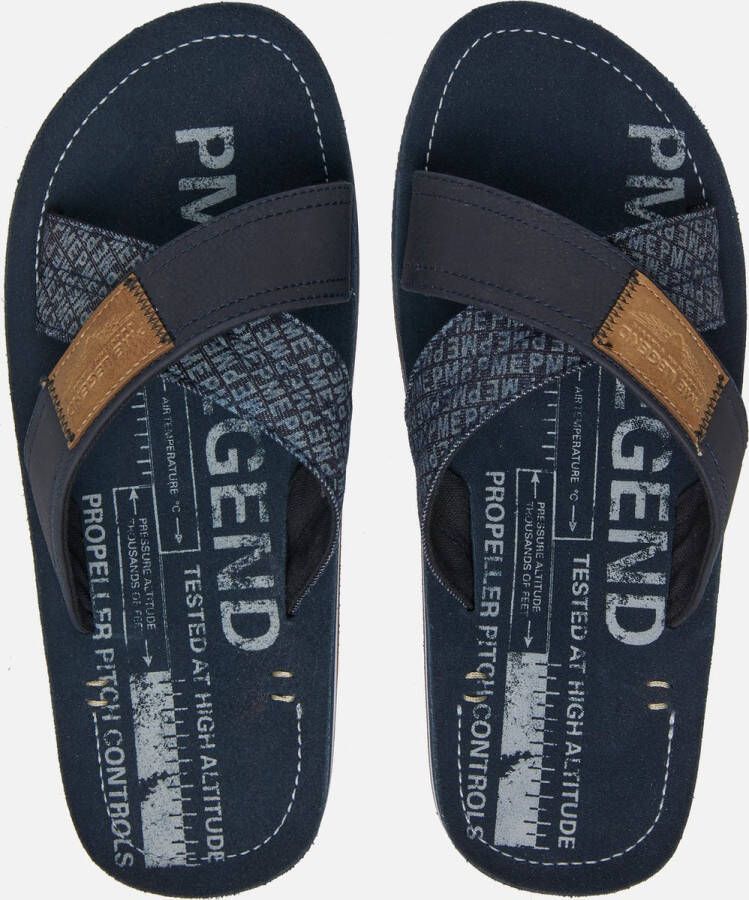 PME Legend Haig Slippers blauw Imitatieleer Heren