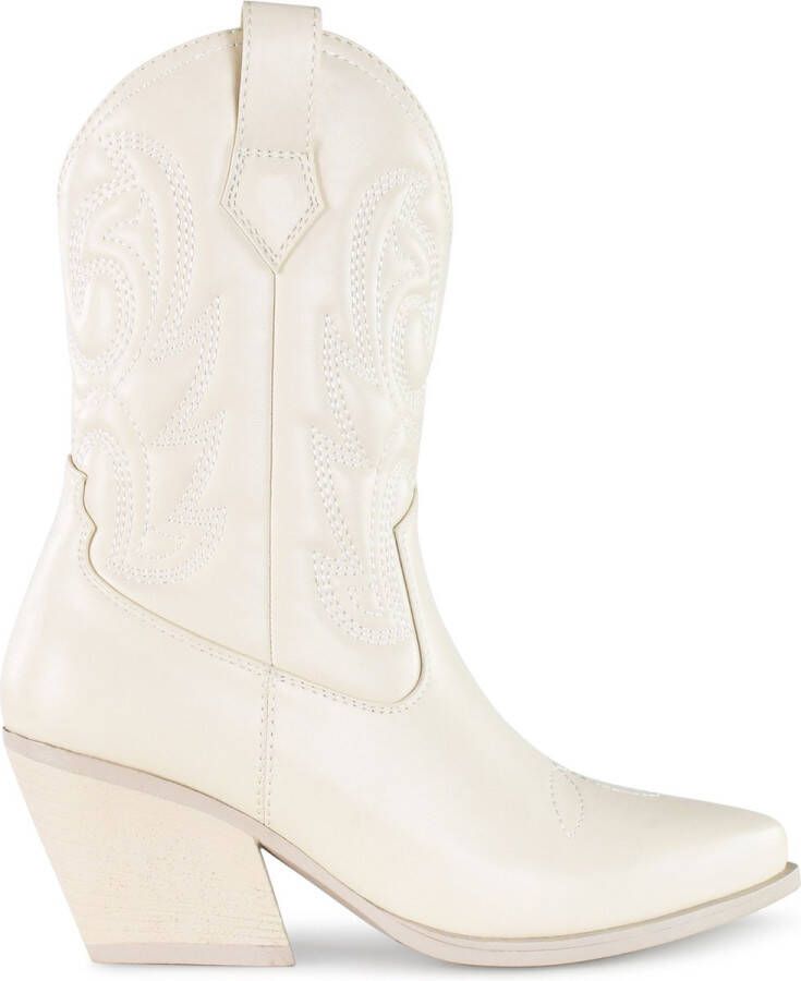 POSH by Poelman JUUL Dames Western Enkel Laarzen Off White