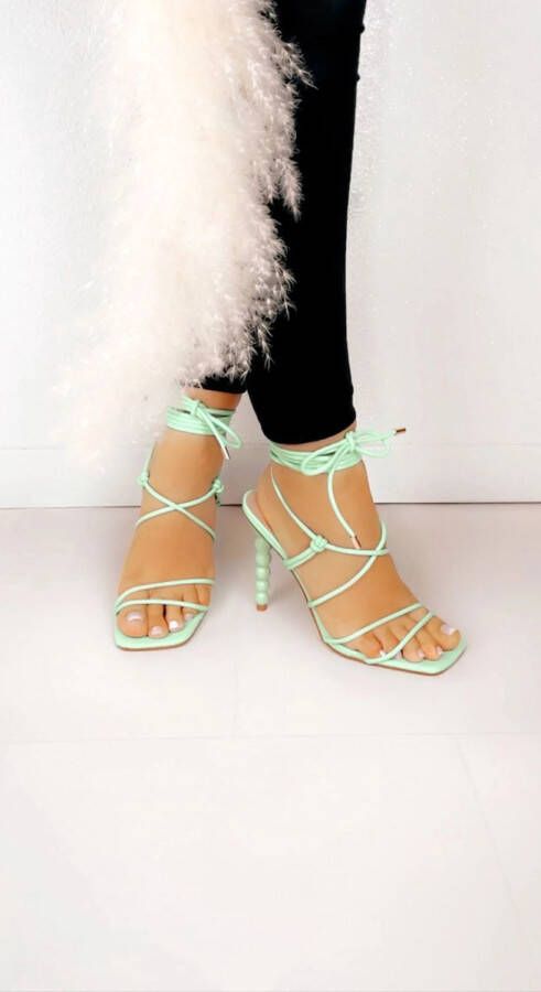 Princi Marbella Mint Groen Dames Sandalen Medium Hak met Veters Strappy