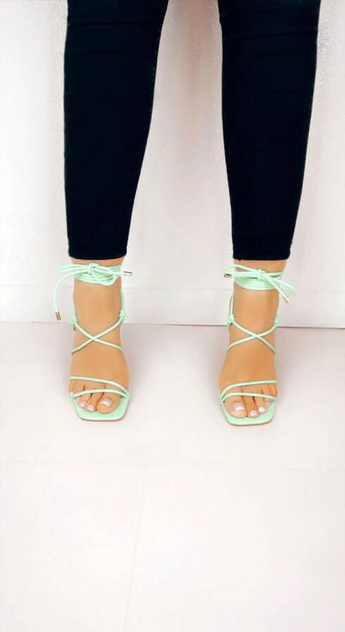 Princi Marbella Mint Groen Dames Sandalen Medium Hak met Veters Strappy