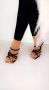 Princi Miami Zwart Dames Sandalen Hoge Gouden Hakken - Thumbnail 4