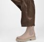 PS Poelman Mink Dames Nubuck Leren Chelsea Korte EnkelLaarzen met Beige Zool en Elastiek Beige Bruin Taupe - Thumbnail 7