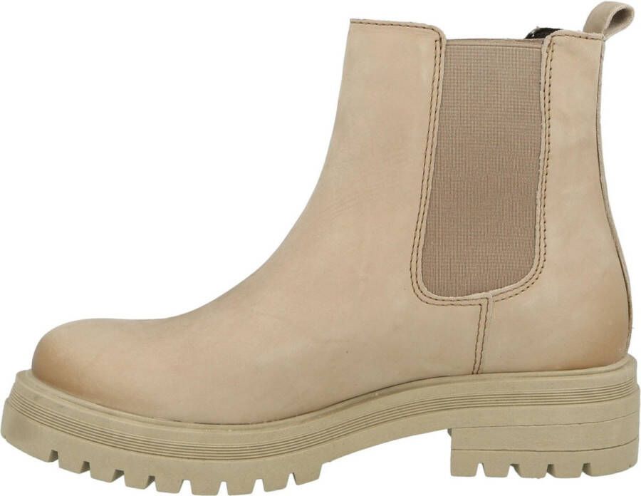 PS Poelman Mink Dames Nubuck Leren Chelsea Korte EnkelLaarzen met Beige Zool en Elastiek Beige Bruin Taupe - Foto 8